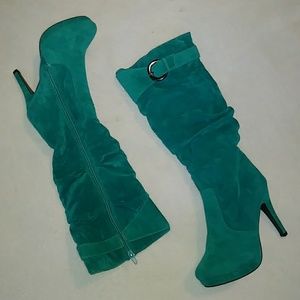 Teal Heel Boots
